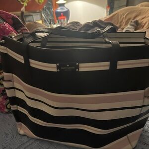 Kate Spade Black and Pink Striped Tote